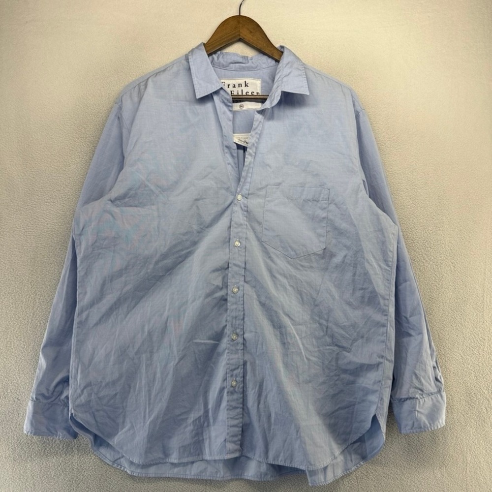 Frank Eileen Shirt Womens XL Blue Joedy Oversized Classic Cotton Button Front